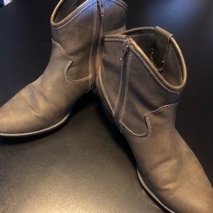 Olive cowboy style booties